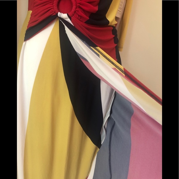 Boston Proper Colorblock Faux Wrap Maxi Dress Sz 4 - Picture 8 of 12